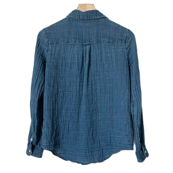 Faherty Indio Shirt Organic Cotton Gauze Chambray Blue Button Up Shirt Size XS - Picture 4 of 7
